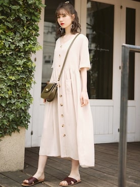 「GRL（グレイル）のクロスベルトデザインフラットサンダル（サンダル）」を使った、GRLグレイル_OFFICIALさん（レディース・161cm）の夏コーディネート