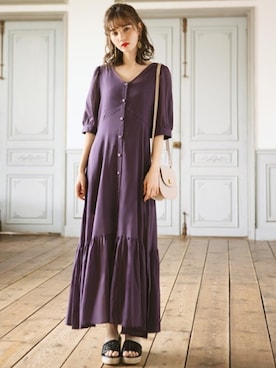 「アイテム（ワンピース/ドレス、パープル系）」を使った、GRLグレイル_OFFICIALさん（レディース・161cm）の夏コーディネート