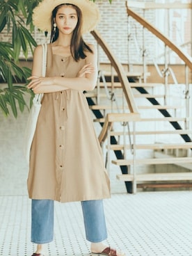 「GRL（グレイル）のアイテム（トートバッグ）」を使った、GRLグレイル_OFFICIALさん（レディース・165cm）の夏コーディネート
