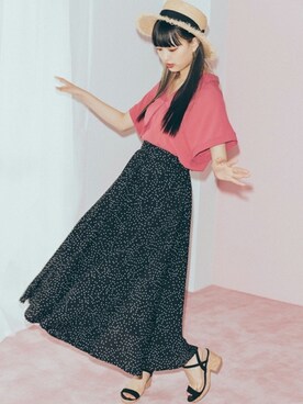 「スキッパーシャツ」｜「アイテム（アクセサリー）」を使った、GRLグレイル_OFFICIALさん（レディース・160cm）の夏コーディネート