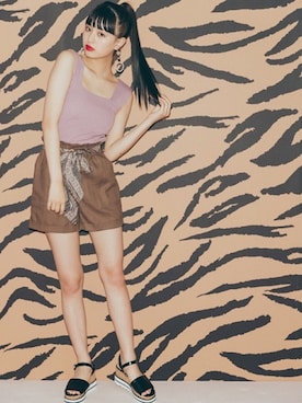 「アイテム（タンクトップ、パープル系）」を使った、GRLグレイル_OFFICIALさん（レディース・160cm）の夏コーディネート