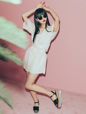 「GRL（グレイル）のアイテム（セットアップ）」を使った、GRLグレイル_OFFICIALさん（レディース・160cm）の夏コーディネート