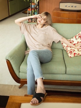 「GRL（グレイル）のクロスベルトデザインフラットサンダル（サンダル）」を使った、GRLグレイル_OFFICIALさん（レディース・168cm）の夏コーディネート