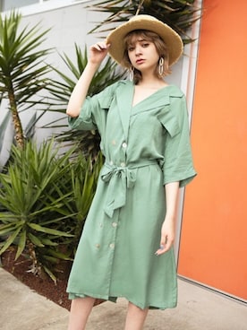 「GRL（グレイル）のアイテム（シャツワンピース）」を使った、GRLグレイル_OFFICIALさん（レディース・168cm）の夏コーディネート
