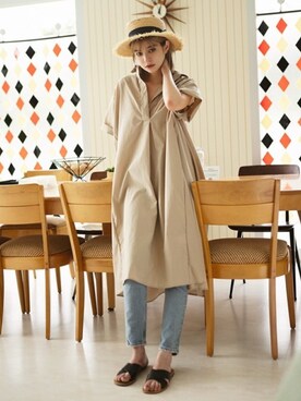 「GRL（グレイル）のアイテム（シャツワンピース）」を使った、GRLグレイル_OFFICIALさん（レディース・168cm）の夏コーディネート