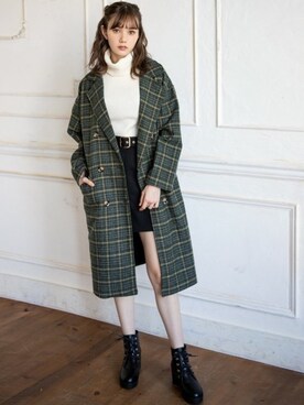 「GRL（グレイル）のアイテム（チェスターコート）」を使った、GRLグレイル_OFFICIALさん（レディース・161cm）の秋コーディネート