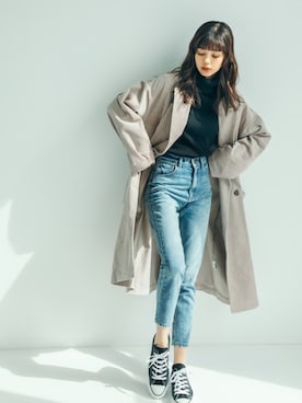 「GRL（グレイル）のアイテム（チェスターコート）」を使った、GRLグレイル_OFFICIALさん（レディース・163cm）の冬コーディネート
