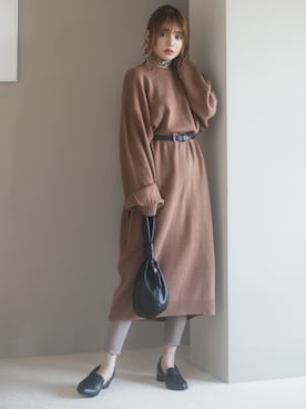 「GRL（グレイル）のアイテム（ローファー）」を使った、GRLグレイル_OFFICIALさん（レディース・158cm）の冬コーディネート
