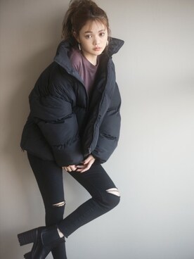 「GRL（グレイル）のアイテム（ダウンジャケット/コート）」を使った、GRLグレイル_OFFICIALさん（レディース・158cm）の冬コーディネート