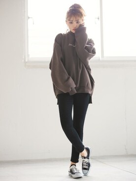 「GRL（グレイル）のアイテム（スウェット）」を使った、GRLグレイル_OFFICIALさん（レディース・158cm）の冬コーディネート