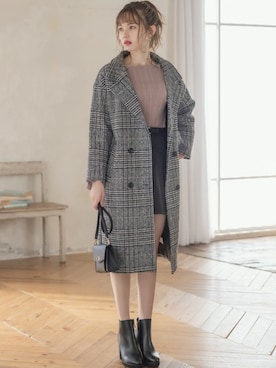 「GRL（グレイル）のアイテム（チェスターコート）」を使った、GRLグレイル_OFFICIALさん（レディース・161cm）の冬コーディネート