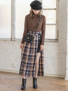 「アイテム（トップス、ブラウン系）」を使った、GRLグレイル_OFFICIALさん（レディース・161cm）の冬コーディネート