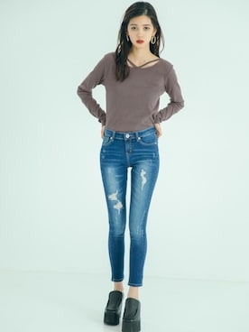 「GRL（グレイル）のアイテム（ローファー）」を使った、GRLグレイル_OFFICIALさん（レディース・163cm）の冬コーディネート