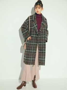 「GRL（グレイル）のアイテム（チェスターコート）」を使った、GRLグレイル_OFFICIALさん（レディース・163cm）の冬コーディネート