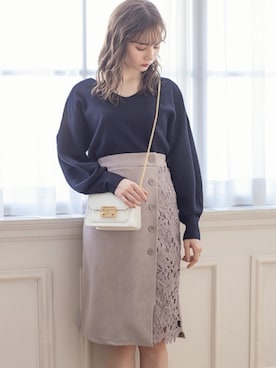 「ナロースカート」｜GRLグレイル_OFFICIALさん（レディース・161cm）の冬コーディネート