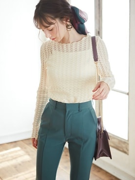 「GRL（グレイル）のアイテム（Tシャツ/カットソー）」を使った、GRLグレイル_OFFICIALさん（レディース・161cm）の春コーディネート