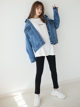 「GRL（グレイル）のアイテム（デニムジャケット）」を使った、GRLグレイル_OFFICIALさん（レディース・158cm）の春コーディネート