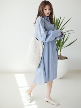「GRL（グレイル）のアイテム（シャツワンピース）」を使った、GRLグレイル_OFFICIALさん（レディース・158cm）の春コーディネート