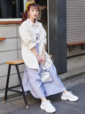 「GRL（グレイル）のアイテム（Tシャツ/カットソー）」を使った、GRLグレイル_OFFICIALさん（レディース・153cm）の春コーディネート