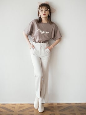 「GRL（グレイル）のアイテム（Tシャツ/カットソー）」を使った、GRLグレイル_OFFICIALさん（レディース・158cm）の春コーディネート