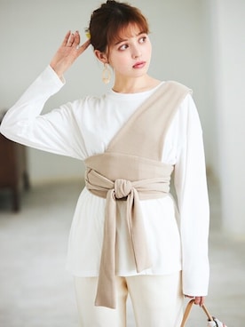 「GRL（グレイル）のアイテム（ピアス（両耳用））」を使った、GRLグレイル_OFFICIALさん（レディース・160cm）の春コーディネート