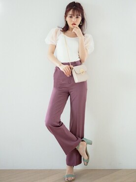 「GRL（グレイル）のセンタープレスフレアパンツ（その他パンツ）」を使った、GRLグレイル_OFFICIALさん（レディース・158cm）の夏コーディネート