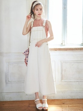 「GRL（グレイル）のアイテム（ジャンパースカート）」を使った、GRLグレイル_OFFICIALさん（レディース・161cm）の夏コーディネート
