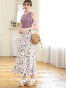 「アイテム（タンクトップ、パープル系）」を使った、GRLグレイル_OFFICIALさん（レディース・161cm）の夏コーディネート