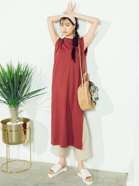「GRL（グレイル）のアイテム（かごバッグ）」を使った、GRLグレイル_OFFICIALさん（レディース・160cm）の夏コーディネート