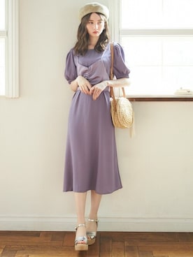 「アイテム（ピアス（両耳用）、パープル系）」を使った、GRLグレイル_OFFICIALさん（レディース・161cm）の夏コーディネート