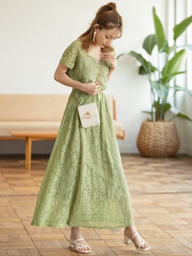 「アイテム（ワンピース/ドレス、グリーン系）」を使った、GRLグレイル_OFFICIALさん（レディース・158cm）の夏コーディネート