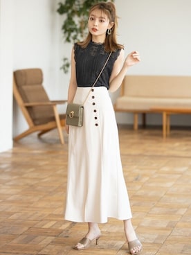 「アイテム（Tシャツ/カットソー、ブラック系）」を使った、GRLグレイル_OFFICIALさん（レディース・158cm）の夏コーディネート