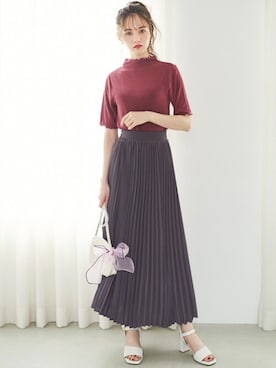 「GRL（グレイル）のアイテム（Tシャツ/カットソー）」を使った、GRLグレイル_OFFICIALさん（レディース・161cm）の夏コーディネート