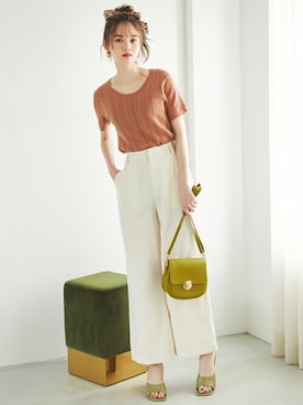 「透かし編みニット」｜GRLグレイル_OFFICIALさん（レディース・161cm）の夏コーディネート