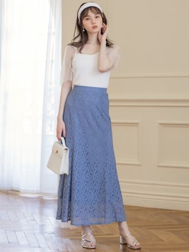 「GRL（グレイル）のアイテム（Tシャツ/カットソー）」を使った、GRLグレイル_OFFICIALさん（レディース・161cm）の夏コーディネート