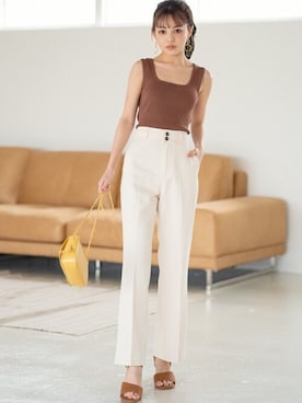 バックリボンスクエアニットタンクトップを使った人気ファッションコーディネート Wear バックリボンスクエアニットタンクトップを使った人気ファッションコーディネート Wear
