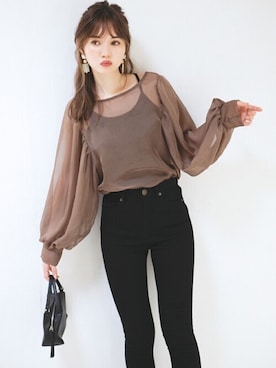 「アイテム（トップス、ブラウン系）」を使った、GRLグレイル_OFFICIALさん（レディース・161cm）の秋コーディネート