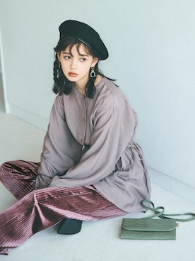 「GRL（グレイル）のアイテム（ハンチング/ベレー帽）」を使った、GRLグレイル_OFFICIALさん（レディース・163cm）の秋コーディネート