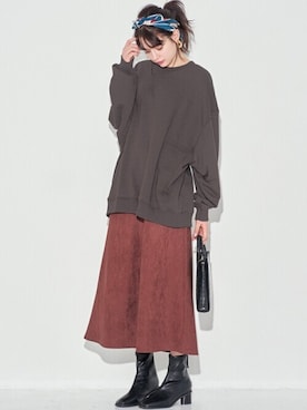 「GRL（グレイル）のアイテム（スウェット）」を使った、GRLグレイル_OFFICIALさん（レディース・168cm）の冬コーディネート
