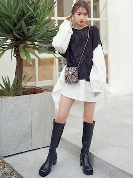 「GRL（グレイル）のアイテム（ピアス（両耳用））」を使った、GRLグレイル_OFFICIALさん（レディース・157cm）の冬コーディネート