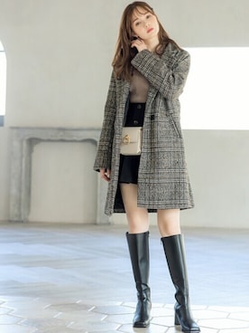 「GRL（グレイル）のアイテム（チェスターコート）」を使った、GRLグレイル_OFFICIALさん（レディース・161cm）の冬コーディネート
