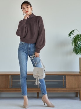 「GRL（グレイル）のアイテム（デニムパンツ）」を使った、GRLグレイル_OFFICIALさん（レディース・160cm）の冬コーディネート