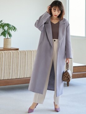 「GRL（グレイル）のアイテム（チェスターコート）」を使った、GRLグレイル_OFFICIALさん（レディース・160cm）の冬コーディネート