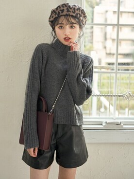 「GRL（グレイル）のアイテム（ハンチング/ベレー帽）」を使った、GRLグレイル_OFFICIALさん（レディース・157cm）の冬コーディネート