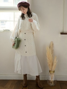 「GRL（グレイル）のアイテム（ピアス（両耳用））」を使った、GRLグレイル_OFFICIALさん（レディース・161cm）の冬コーディネート