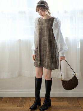 「GRL（グレイル）のアイテム（トートバッグ）」を使った、GRLグレイル_OFFICIALさん（レディース・161cm）の冬コーディネート