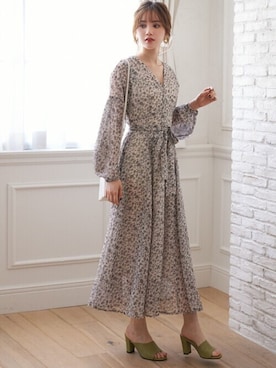 Grl グレイル の バックリボンマルチパネル花柄ワンピース ワンピース Wear