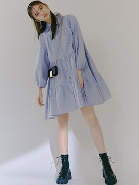 「GRL（グレイル）のアイテム（シャツワンピース）」を使った、GRLグレイル_OFFICIALさん（レディース・158cm）の春コーディネート