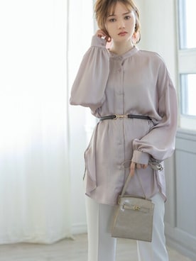 「アイテム（シャツ/ブラウス、ピンク系）」を使った、GRLグレイル_OFFICIALさん（レディース・161cm）の春コーディネート