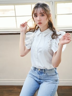 「GRL（グレイル）のアイテム（デニムパンツ）」を使った、GRLグレイル_OFFICIALさん（レディース・161cm）の春コーディネート